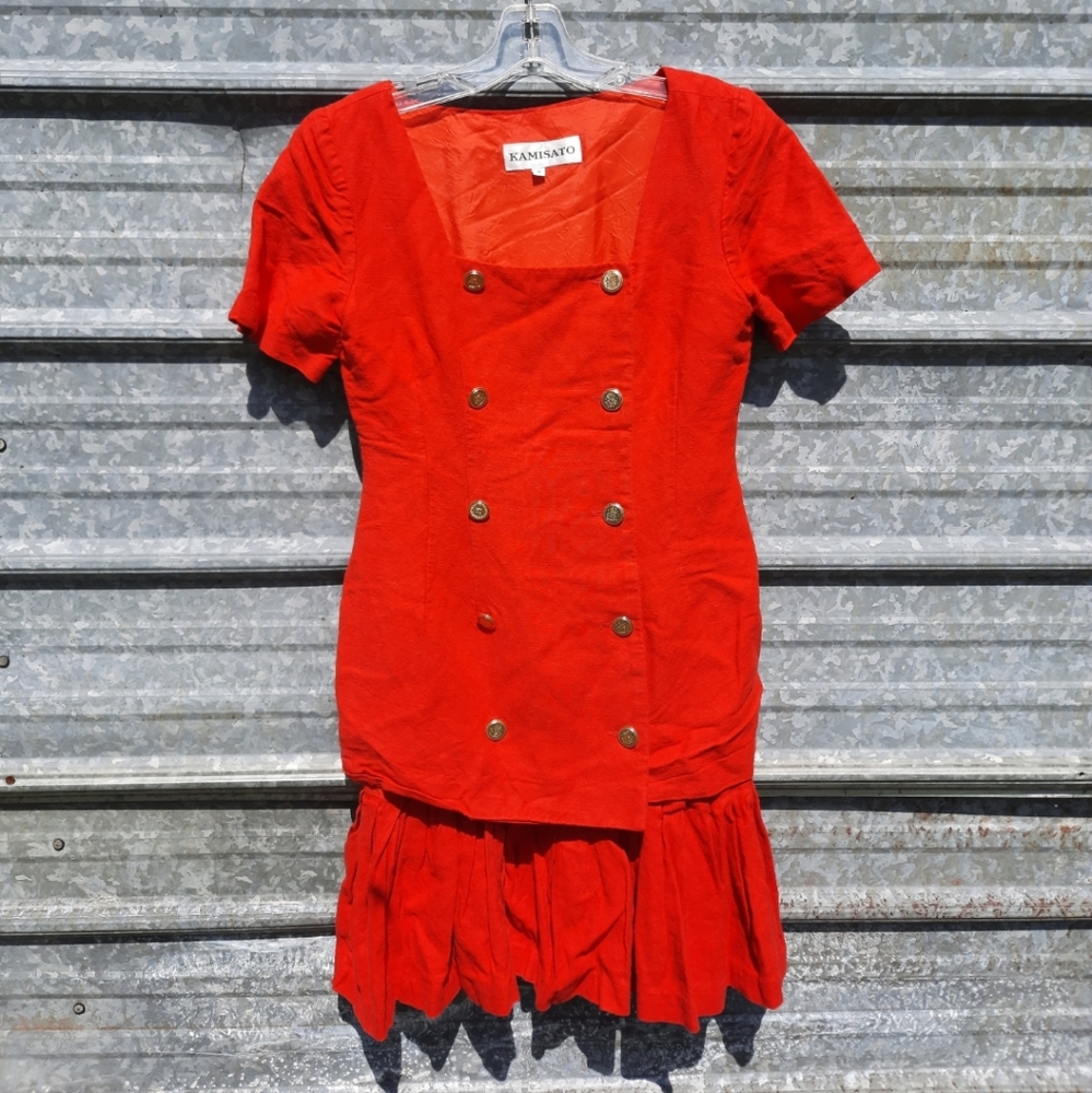 VINTAGE Double Breasted Button Up Flapper Dress